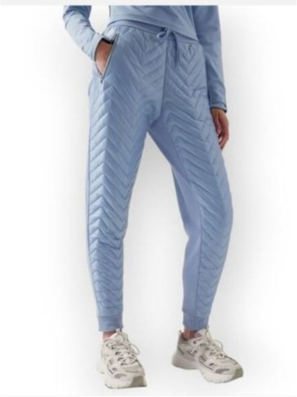 Athleta Apres Ski Down Jogger Heron Blue Quilted Snow Pants Size 2